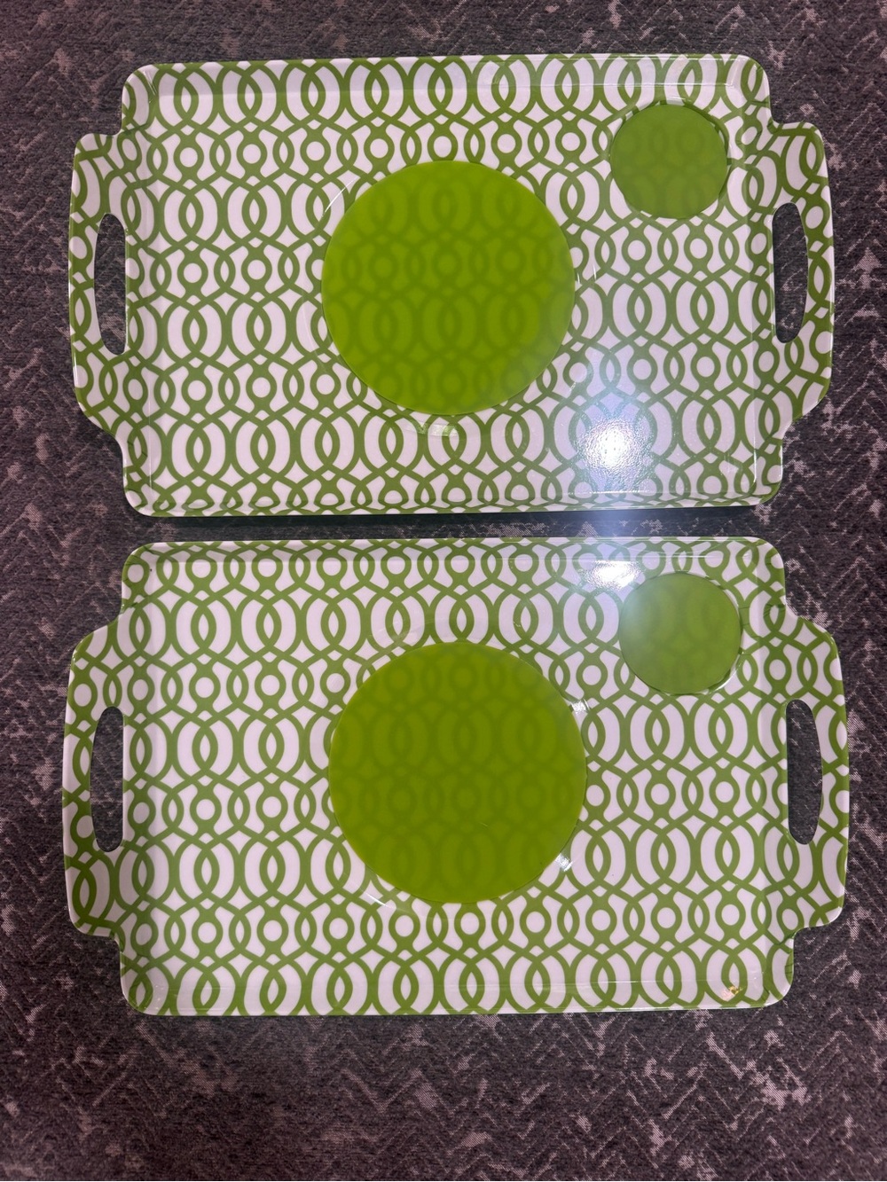 Lapper Trays Trellis Green Non-Slip Serving Lap Trays Set of 2